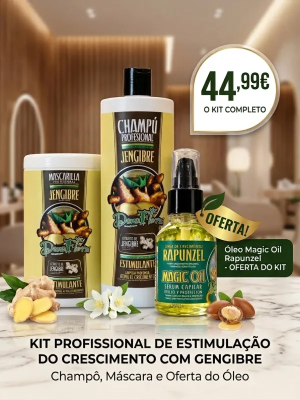 Kit Profissional Capilar de Gengibre – Crescimento Fortalecido & Limpeza Profunda